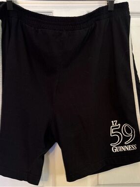 Guinness Black Jersey Shorts XXL white stripes 1759 GUINNESS Logo Authorized EUC